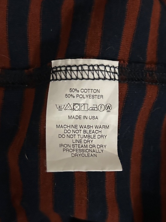 Striped Midi Dress with Chest Pocket - Black & Rust - Picture 4 of 4